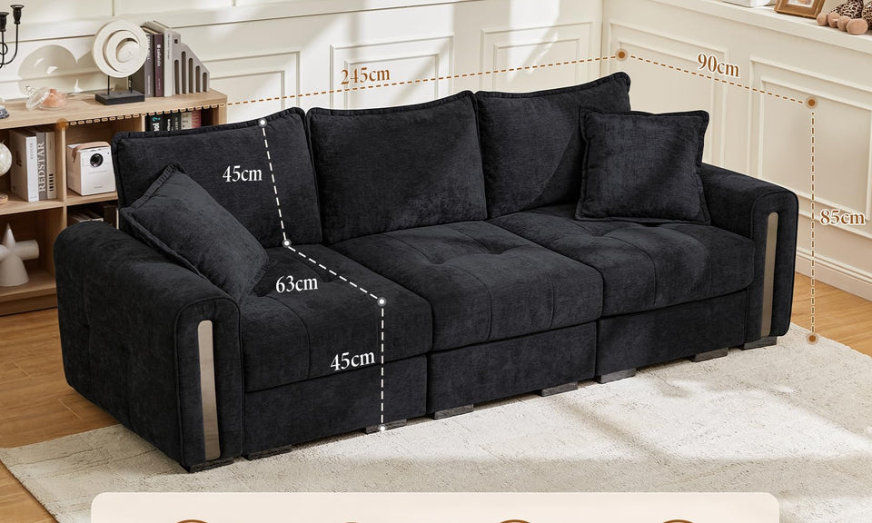 Vesgantti 4/5 Seater U Shaped Sofa with Storage, Small Modular L Shaped Sofas, Chenille/Corduroy Convertible Left/Right Hand Corner Couch