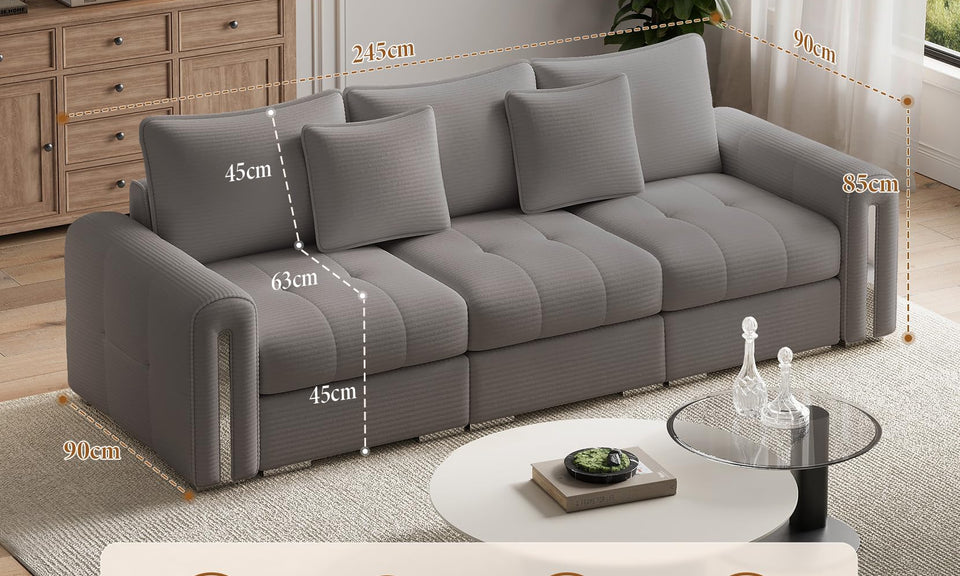 Vesgantti 4/5 Seater U Shaped Sofa with Storage, Small Modular L Shaped Sofas, Chenille/Corduroy Convertible Left/Right Hand Corner Couch