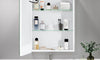 Dripex LED Bathroom Mirror Cabinet, Bathroom Mirror Cabinet with LED Lights Shaver Socket and Demister Pad, Non-contact Sensor Switch, White/Left hinge