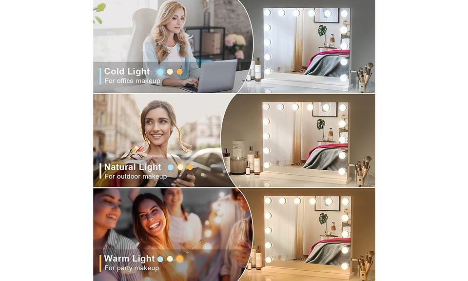 Dripex Hollywood Vanity Mirror 50*42cm with 14 Dimmable LED Bulbs and Touchscreen Control