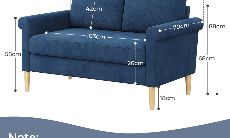 Vesgantti Fabric/Velet Loveseat Sofa, 1/2/3/4 Seater Couch/Armchair with Bilateral Pocket Storage & Removable Cushions, Perfect for Living Room, Bedroom and Office, Tool-free Assembly