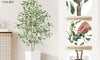 YOLEO 5FT Artificial Ficus Tree with White Tall Planter, Lifelike Fake Silk Tree Indoor, Faux Ficus Tall Plant for Living Room Bedroom Balcony Corner Office Decor