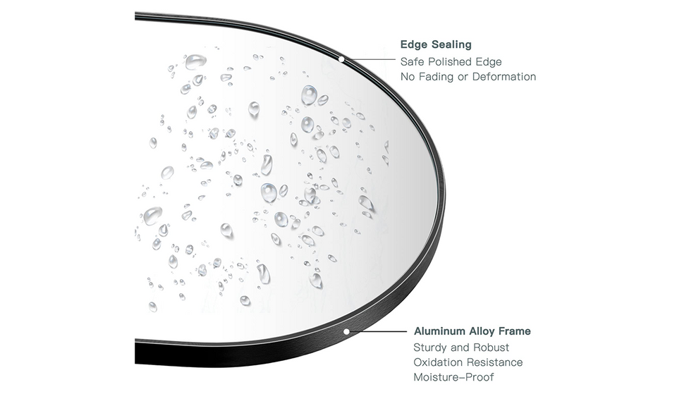 Dripex 50 x 70cm Oval Mirror, Wall Mounted Bathroom Mirror, Horizontal or Vertical Hanging Wall Mirror for Living Room