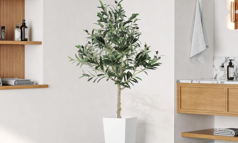 YOLEO 4FT/5FT/6FT/7FT Artificial Olive Tree, Faux Olive Silk Tree Indoor, Lifelike Fake Plant for Living Room Bedroom Balcony Corner Office Decor