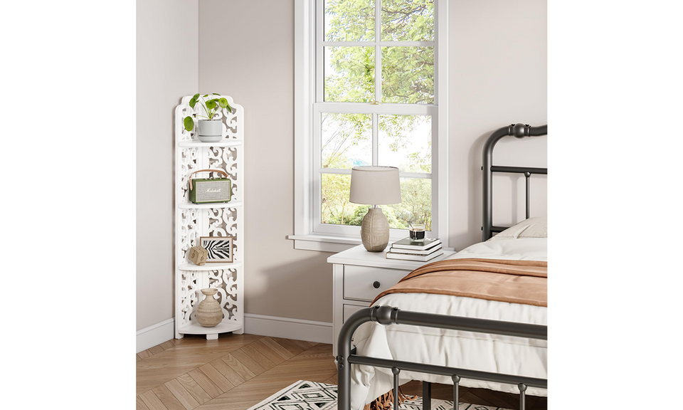 Dripex White Corner Shelf, Free Standing Shelf, Floor Storage Unit for Bathroom, Living Room or Bedroom