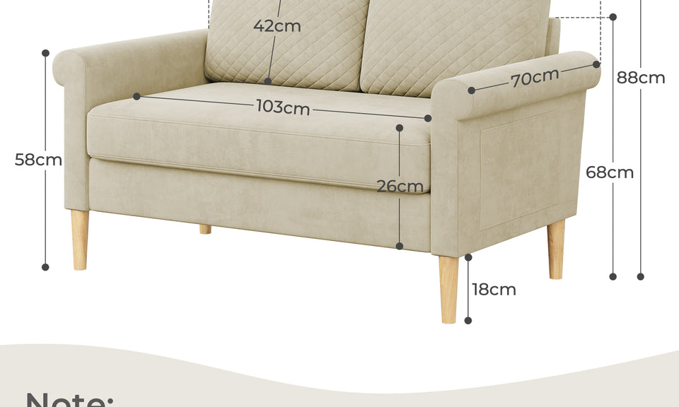 Vesgantti Fabric/Velet Loveseat Sofa, 1/2/3/4 Seater Couch/Armchair with Bilateral Pocket Storage & Removable Cushions, Perfect for Living Room, Bedroom and Office, Tool-free Assembly