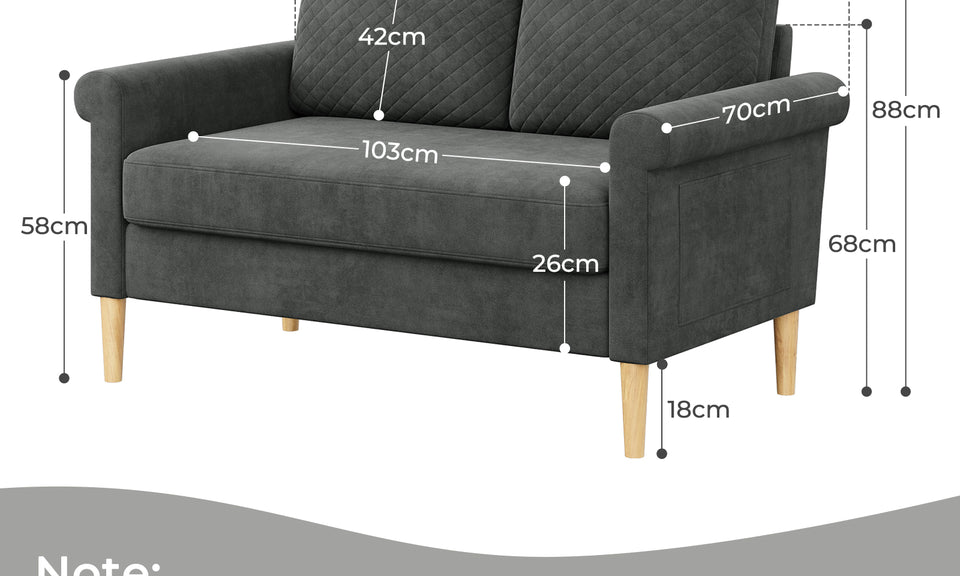Vesgantti Fabric/Velet Loveseat Sofa, 1/2/3/4 Seater Couch/Armchair with Bilateral Pocket Storage & Removable Cushions, Perfect for Living Room, Bedroom and Office, Tool-free Assembly
