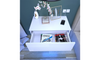 Dripex Floating Bedside Table with Drawer, Wall Mounted Bedside Cabinet with RGB LED Lights, High Gloss Cream White for Bedroom