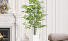 YOLEO 5FT/6FT Artificial Bamboo Tree with White Tall Planter, Lifelike Fake Silk Tree Indoor, Faux Bamboo Tall Plant for Living Room Bedroom Balcony Corner Office Deco