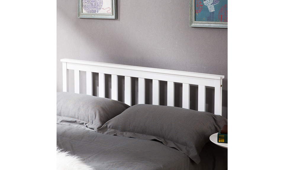 Double Bed Wooden Frame 4ft6 Double Wooden Bed in White For Adults, Kids, Teenagers(4FT6)