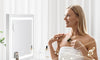 Dripex Bluetooth Hollywood Vanity Mirror with Light, 58 x 48 cm Dimmable LED Makeup Mirror, 3 Light Settings, USB and Type-C Outlet Ports, Tabletop or Wall-Mounted Light Up Vanity Mirror for Bedroom