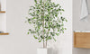 YOLEO 5FT Artificial Ficus Tree with White Tall Planter, Lifelike Fake Silk Tree Indoor, Faux Ficus Tall Plant for Living Room Bedroom Balcony Corner Office Decor