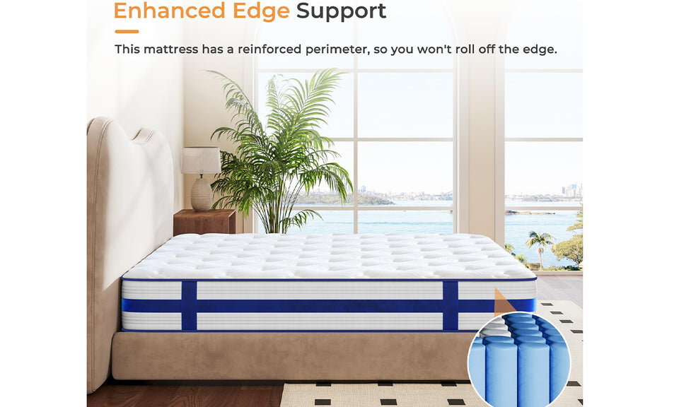 Vesgantti 10.2 Inch Blue Velvet Mattress Cooling Memory Foam Top, Medium Firm with Enhanced Edge Support