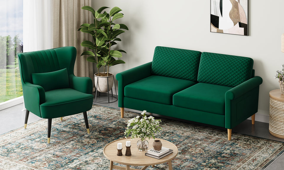 Vesgantti Fabric/Velet Loveseat Sofa, 1/2/3/4 Seater Couch/Armchair with Bilateral Pocket Storage & Removable Cushions, Perfect for Living Room, Bedroom and Office, Tool-free Assembly