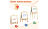 Dripex Kid’s Wooden Art Easel, Double-Sided Height Adjustable Painting Blackboard with Magnetic Accessories Chalk and Sponge