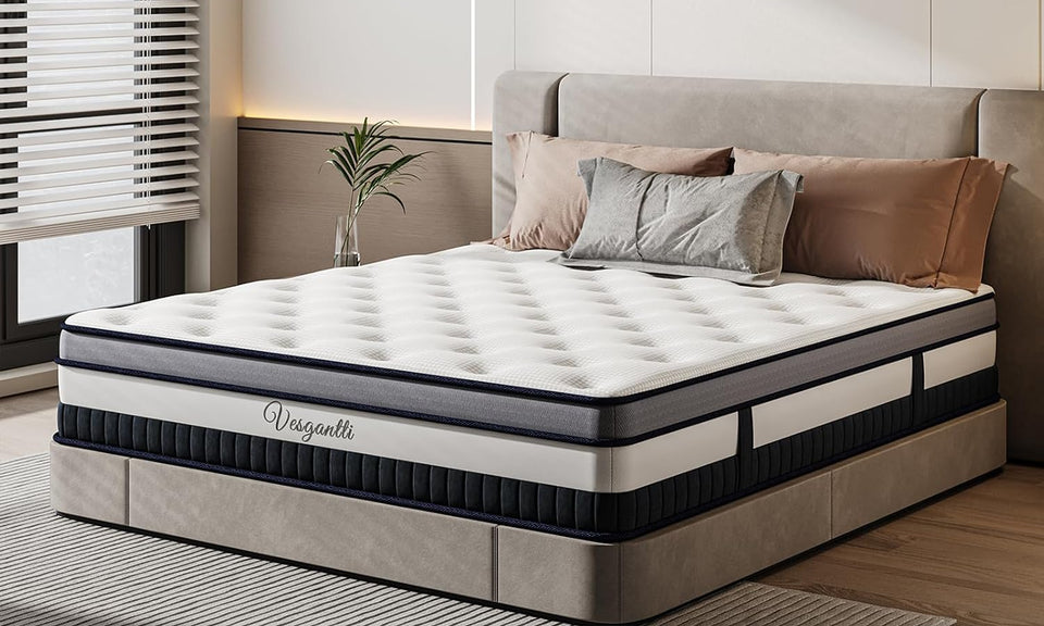 Vesgantti 11 Inch Pocket Sprung Mattress with Breathable Foam and Individually Pocket Spring - Medium, Luxury Box Top Collection