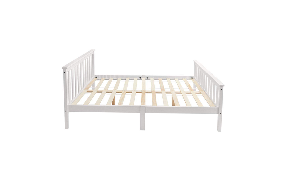 Double Bed Wooden Frame 4ft6 Double Wooden Bed in White For Adults, Kids, Teenagers(4FT6)