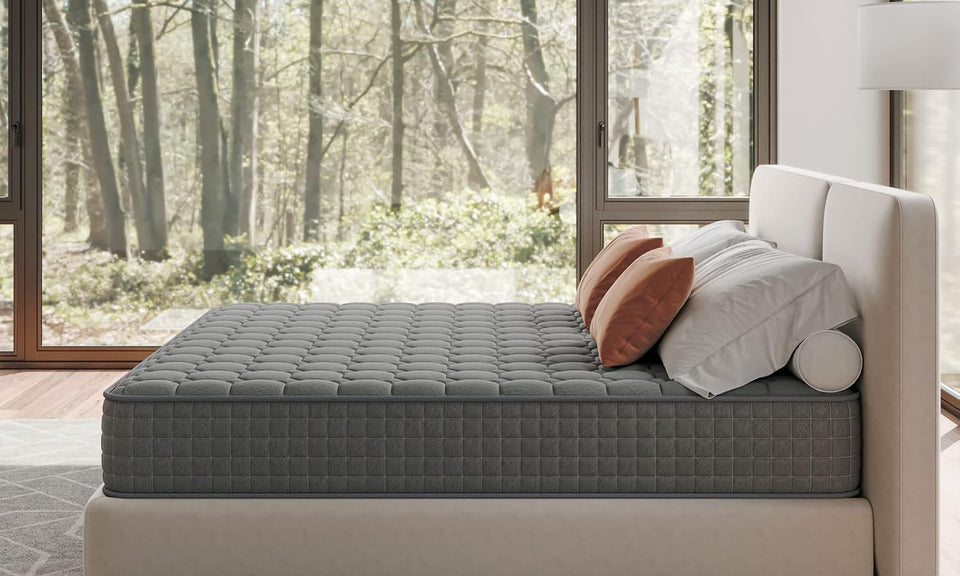 Vesgantti 10 Inch Hybrid Mattress with Breathable Memory Foam and Individually Pocket Spring - Medium Firm, Grey
