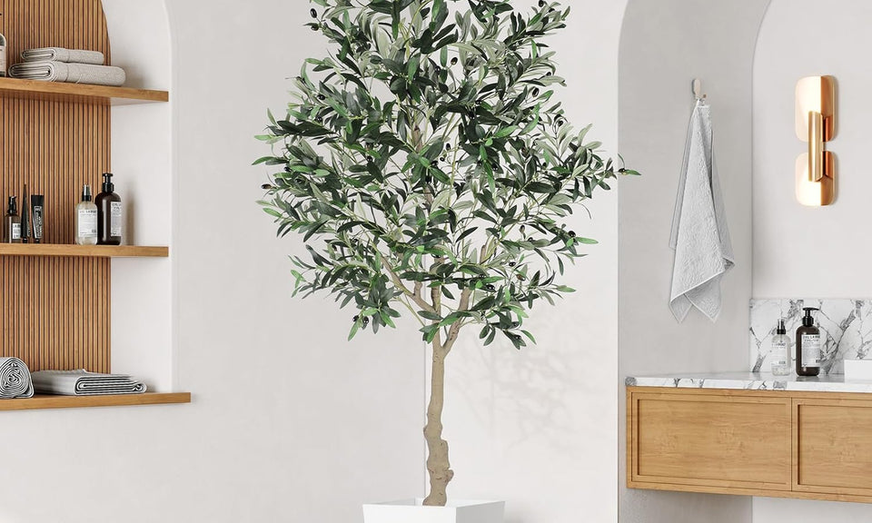 YOLEO 4FT/5FT/6FT/7FT Artificial Olive Tree, Faux Olive Silk Tree Indoor, Lifelike Fake Plant for Living Room Bedroom Balcony Corner Office Decor