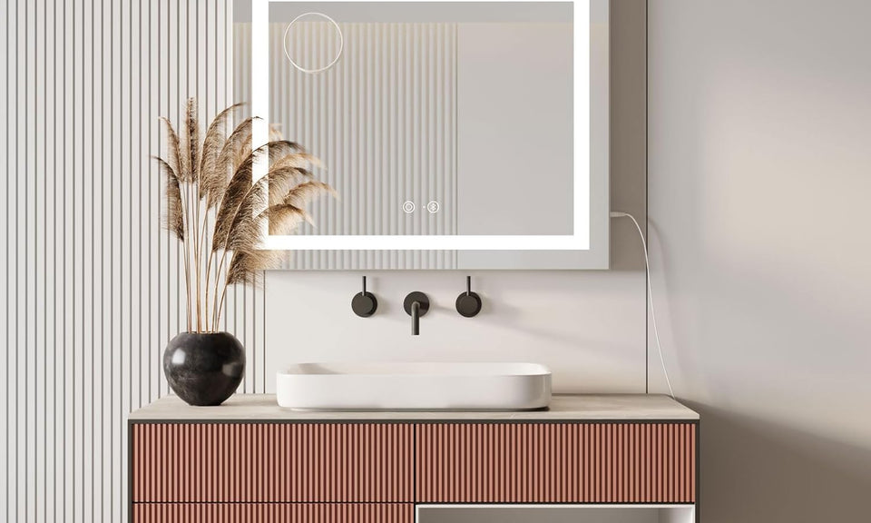 Dripex Bluetooth Hollywood Vanity Mirror with Light, 58 x 48 cm Dimmable LED Makeup Mirror, 3 Light Settings, USB and Type-C Outlet Ports, Tabletop or Wall-Mounted Light Up Vanity Mirror for Bedroom