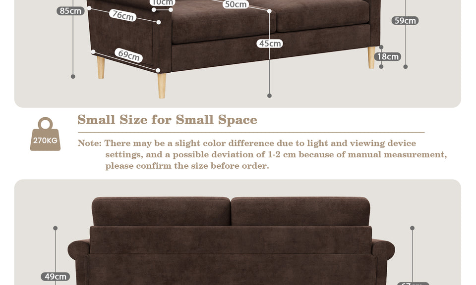 Vesgantti Fabric/Velet Loveseat Sofa, 1/2/3/4 Seater Couch/Armchair with Bilateral Pocket Storage & Removable Cushions, Perfect for Living Room, Bedroom and Office, Tool-free Assembly