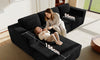 Vesgantti 303cm Oversized Modular Sectional Sofa for Living Room, Corduroy Cloud Couch with Spring Support, Extra Deep Seats, L-Shape Boneless Couch with Movable Ottoman, No Assembly Required, Black