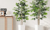 YOLEO 5FT/6FT Artificial Ficus Tree with White Tall Planter, Lifelike Fake Silk Tree Indoor, Faux Ficus Tall Plant for Living Room Bedroom Balcony Corner Office Decor