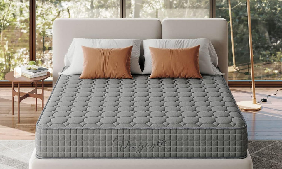 Vesgantti 10 Inch Hybrid Mattress with Breathable Memory Foam and Individually Pocket Spring - Medium Firm, Grey
