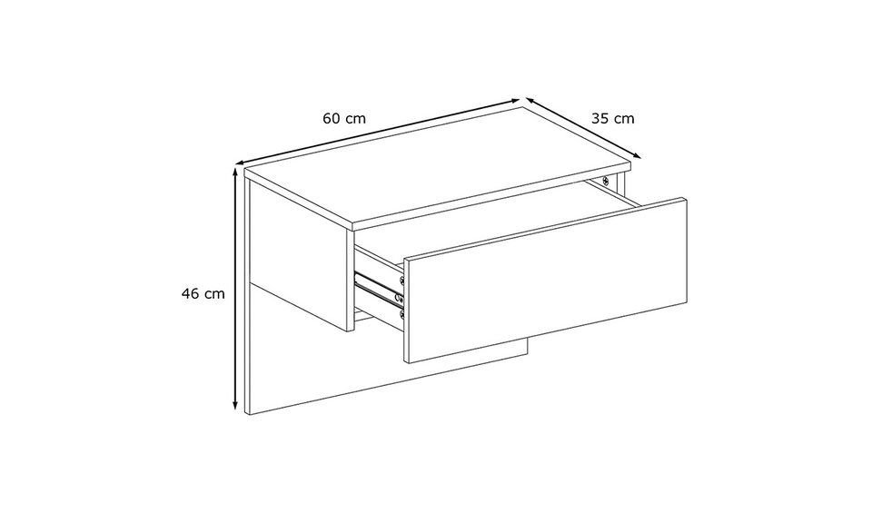 Dripex Floating Bedside Table with Drawer, Wall Mounted Bedside Cabinet with RGB LED Lights, High Gloss Cream White for Bedroom