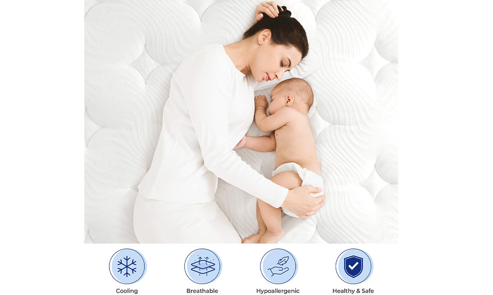 Vesgantti 10.2 Inch Blue Velvet Mattress Cooling Memory Foam Top, Medium Firm with Enhanced Edge Support