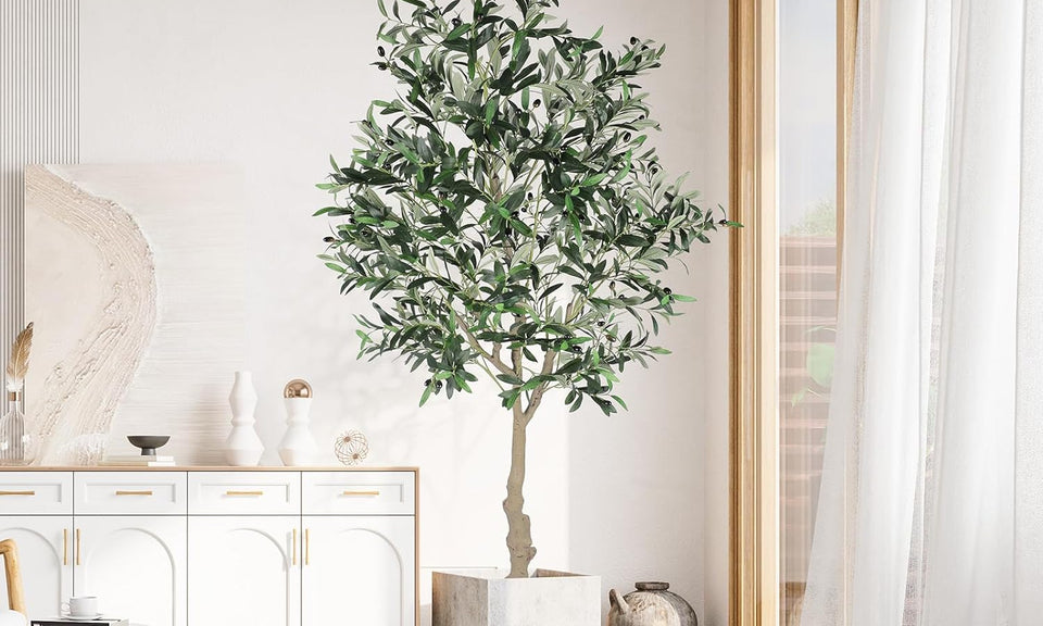 YOLEO 4FT/5FT/6FT/7FT Artificial Olive Tree, Faux Olive Silk Tree Indoor, Lifelike Fake Plant for Living Room Bedroom Balcony Corner Office Decor