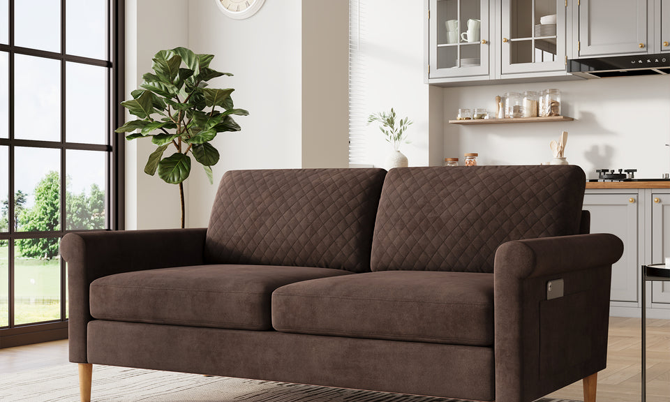 Vesgantti Fabric/Velet Loveseat Sofa, 1/2/3/4 Seater Couch/Armchair with Bilateral Pocket Storage & Removable Cushions, Perfect for Living Room, Bedroom and Office, Tool-free Assembly