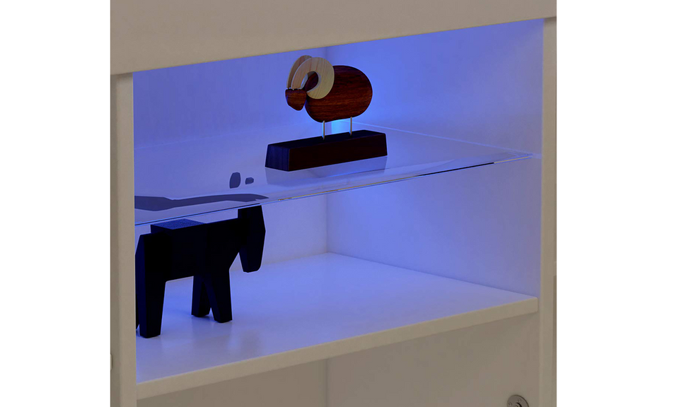 Dripex 135cm LED TV Cabinet, Modern High Gloss TV Stand with Ambient Lights & Storage, Entertainment Unit for 22''-55'' TVs, White