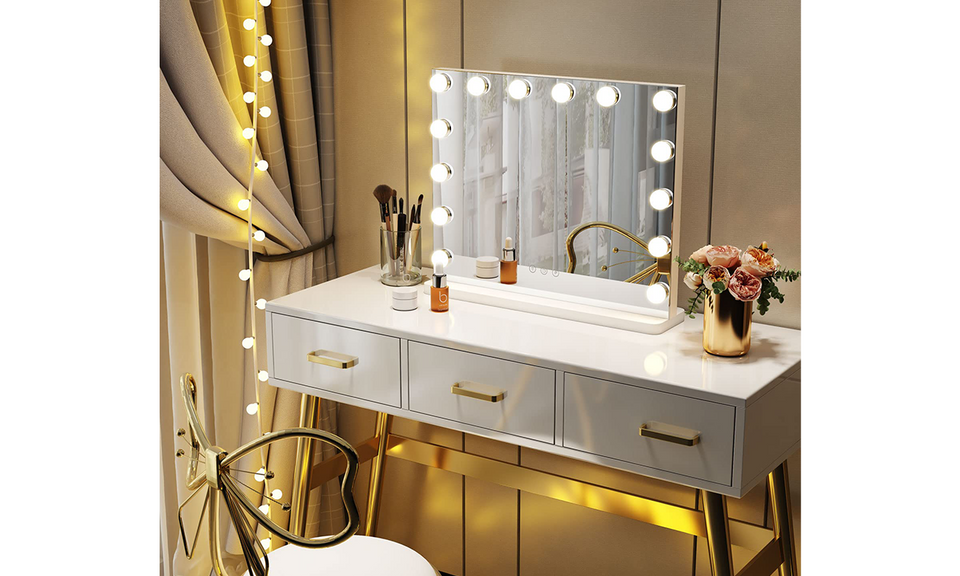 Dripex Hollywood Vanity Mirror 50*42cm with 14 Dimmable LED Bulbs and Touchscreen Control