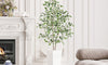 YOLEO 5FT Artificial Ficus Tree with White Tall Planter, Lifelike Fake Silk Tree Indoor, Faux Ficus Tall Plant for Living Room Bedroom Balcony Corner Office Decor