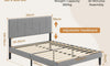 Vesgantti Linen Bed Frame with Adjustable Headboard & Solid Wooden Slats, Easy Assembly, No Box Spring Needed, Under Bed Storage