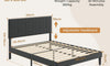 Vesgantti Linen Bed Frame with Adjustable Headboard & Solid Wooden Slats, Easy Assembly, No Box Spring Needed, Under Bed Storage