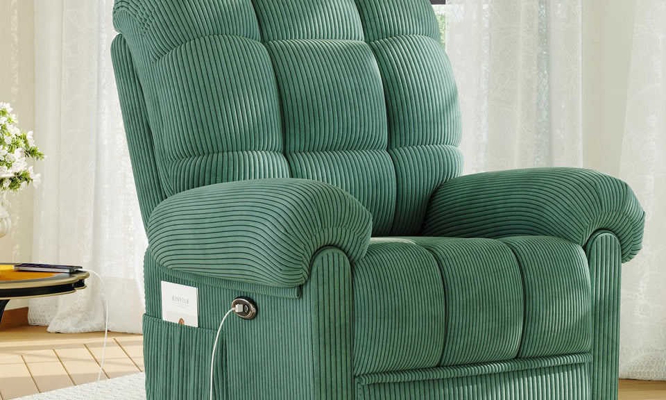 Vesgantti Electric Recliner Chair, Teddy/Corduroy Armchair Recliner, Comfy Reclining Chairs for Elderly, Adults Electric Recliner Armchair with Any Position, USB Port, Arm Chairs for Living Room