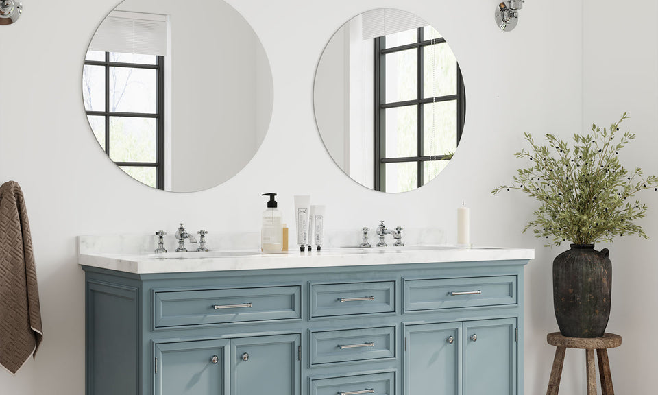 Dripex Frameless Bathroom Mirror, Wall Mounted Bathroom Mirror with Bevelled Edge & Pre-Drilled Holes for Dressing Room Bedroom Living Room