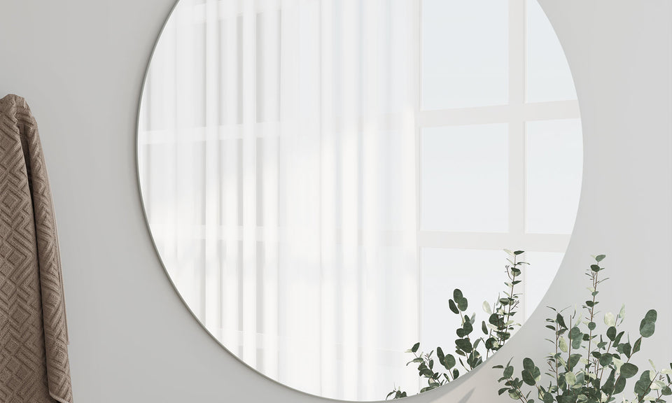 Dripex Frameless Bathroom Mirror, Wall Mounted Bathroom Mirror with Bevelled Edge & Pre-Drilled Holes for Dressing Room Bedroom Living Room