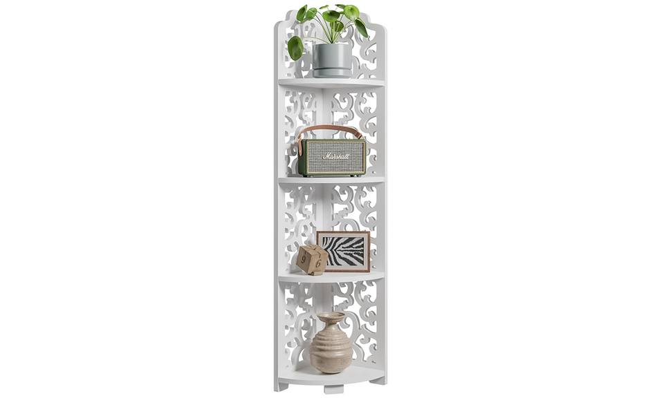 Dripex White Corner Shelf, Free Standing Shelf, Floor Storage Unit for Bathroom, Living Room or Bedroom