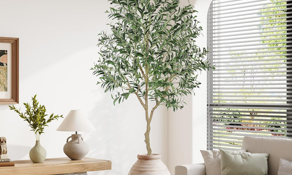 YOLEO 4FT/5FT/6FT/7FT Artificial Olive Tree Faux Silk Olive Plant for Home Office Decor Indoor Lifelike Fake Tree