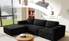 Vesgantti 303cm Oversized Modular Sectional Sofa for Living Room, Corduroy Cloud Couch with Spring Support, Extra Deep Seats, L-Shape Boneless Couch with Movable Ottoman, No Assembly Required, Black