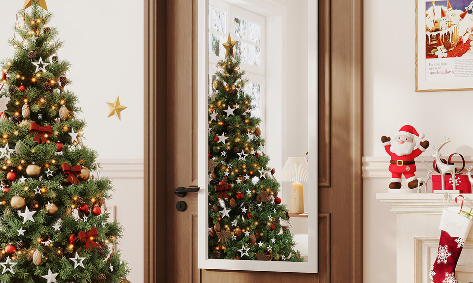 Dripex Over Door Mirror Full Length, 110 x 33cm/110 x 45cm Wall Mounted Mirror Door Hung Mirror for Bathroom/Bedroom/Wardrobe - Toughened Glass