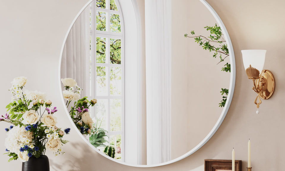 Dripex Round Mirror, 40 to 90cm Circle Hanging Wall Mirror - Home Decorative Wall Mounted Vanity Mirror for Bathroom, Dressing Room & Living Room