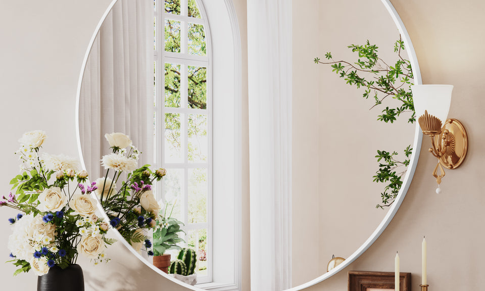 Dripex Round Mirror, 40 to 90cm Circle Hanging Wall Mirror - Home Decorative Wall Mounted Vanity Mirror for Bathroom, Dressing Room & Living Room
