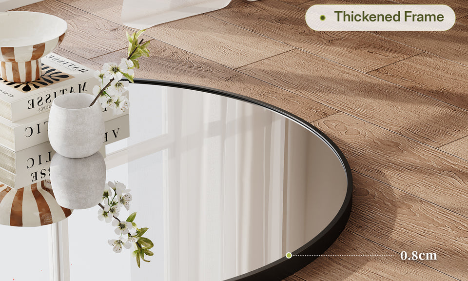 Dripex Round Mirror, 40 to 90cm Circle Hanging Wall Mirror - Home Decorative Wall Mounted Vanity Mirror for Bathroom, Dressing Room & Living Room