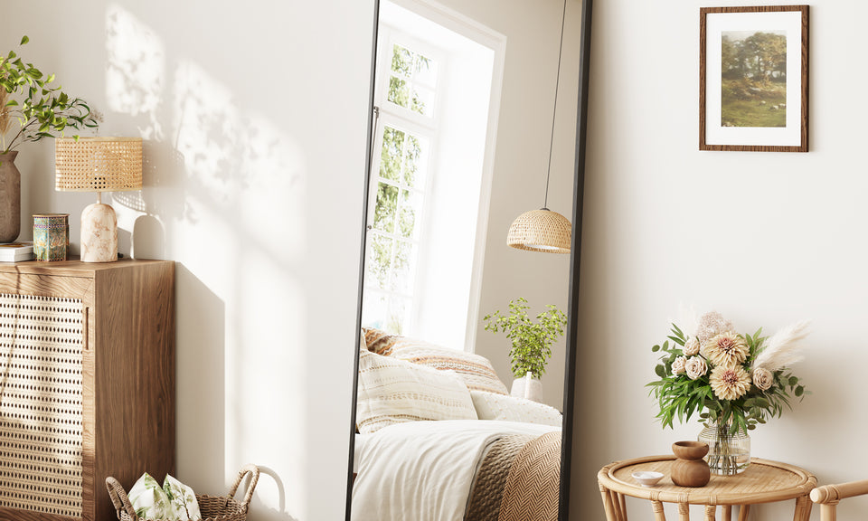 Dripex Arch/Rectangular Mirror Full Length, 160 x 50cm/150 x 40cm Full Body Floor Mirror with Stand, Standing/Leaning/Hanging for Living Room Bedroom