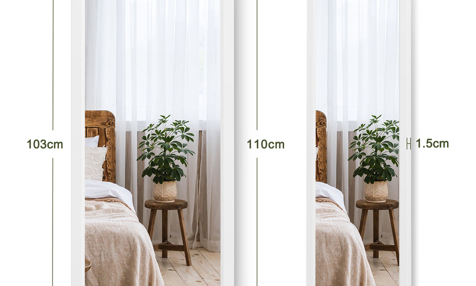 Dripex Over Door Mirror Full Length, 110 x 33cm/110 x 45cm Wall Mounted Mirror Door Hung Mirror for Bathroom/Bedroom/Wardrobe - Toughened Glass