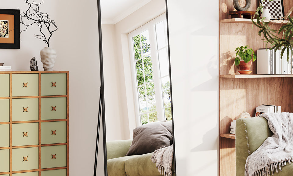 Dripex Arch/Rectangular Mirror Full Length, 160 x 50cm/150 x 40cm Full Body Floor Mirror with Stand, Standing/Leaning/Hanging for Living Room Bedroom